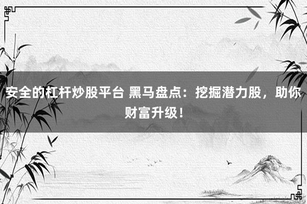 安全的杠杆炒股平台 黑马盘点：挖掘潜力股，助你财富升级！
