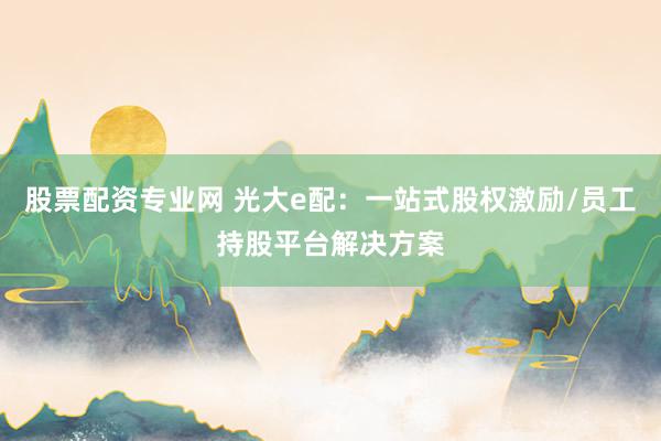 股票配资专业网 光大e配：一站式股权激励/员工持股平台解决方案