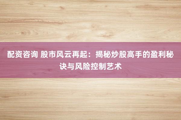 配资咨询 股市风云再起：揭秘炒股高手的盈利秘诀与风险控制艺术